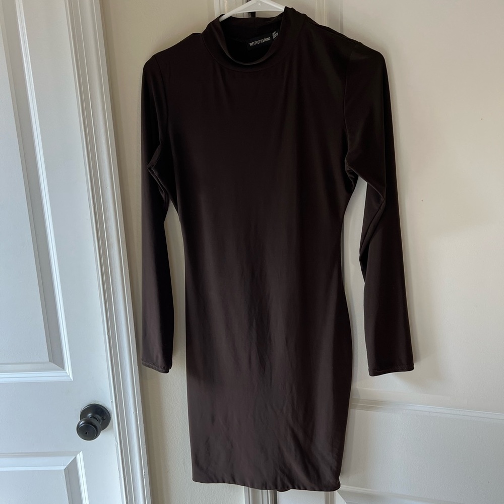 Brown Mini long sleeve dress